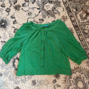 Alice & Olivia green silk blouse size medium